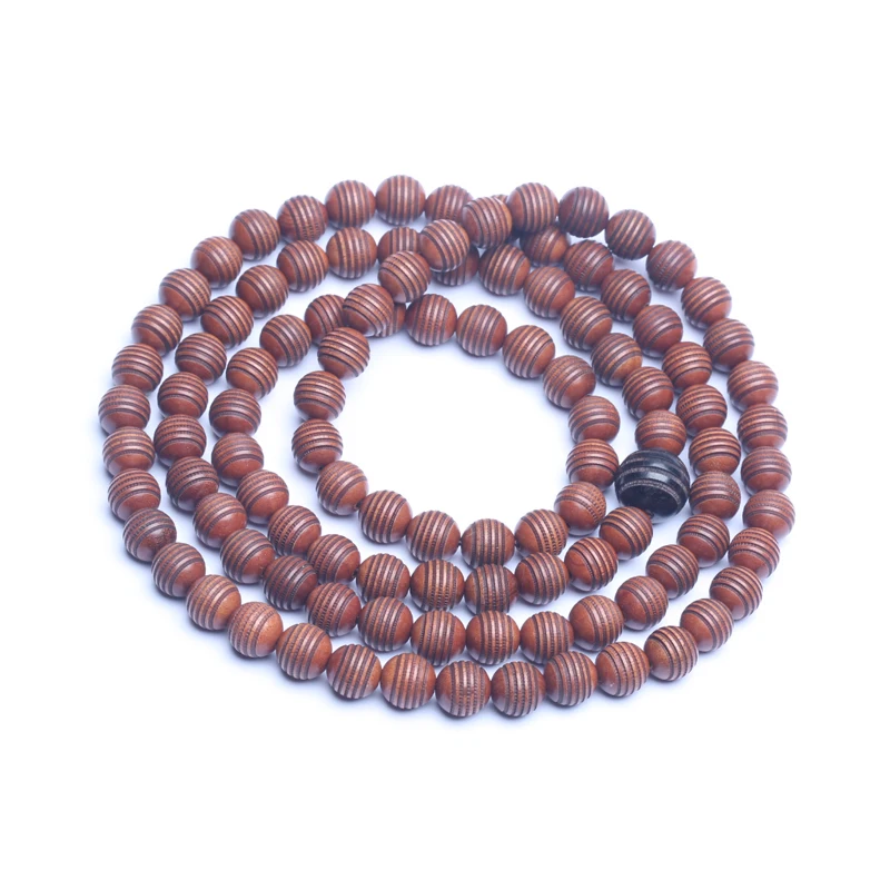 Charming Bracelet with Natural Wood Beads and Peace Symbol, 8mm Prayer Beads, Wooden Peace Symbol Beaded Bracelet