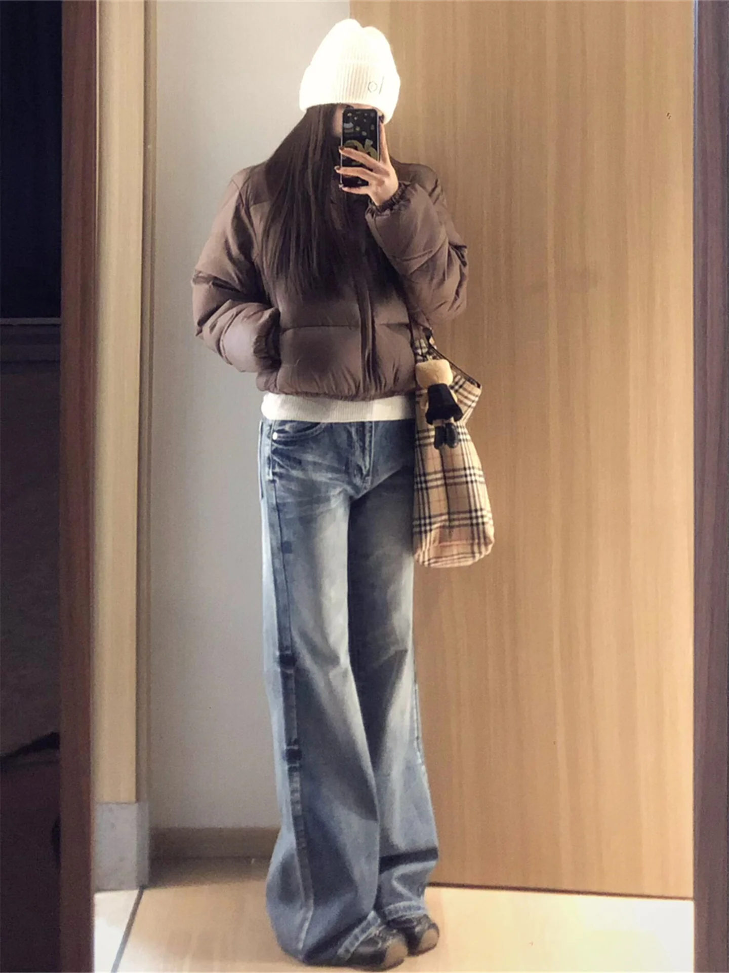 

Американские винтажные джинсы с низкой талией и расклешенными штанинами для женщин, свободные повседневные хлопковые джинсовые брюки, модные брюки больших размеров для весеннего сезона