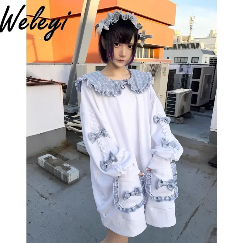 

Y2K Kawaii Sailor Moon Sweatshirts Autumn Subculture Mine Department Angel World Kuma Daughter Suit Water Color Bow Sweet Hoodie