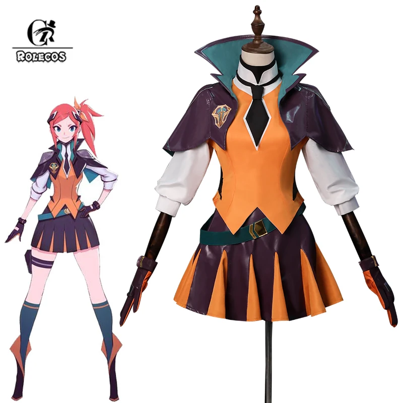 

ROLECOS LOL Lux Battle Academia Cosplay Costume Halloween Lux Costume Women Dress Uniform Fullset Outfit Suit