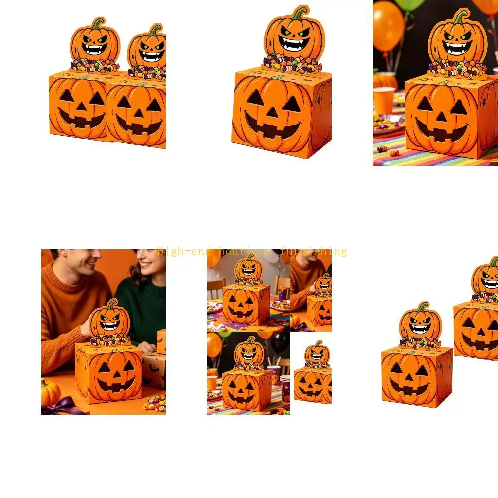 L9NB Halloween Party Pull out Money Wrapping Box with Character Face Artwork, Paperboard Cash Reveal Box for Halloween Birthday