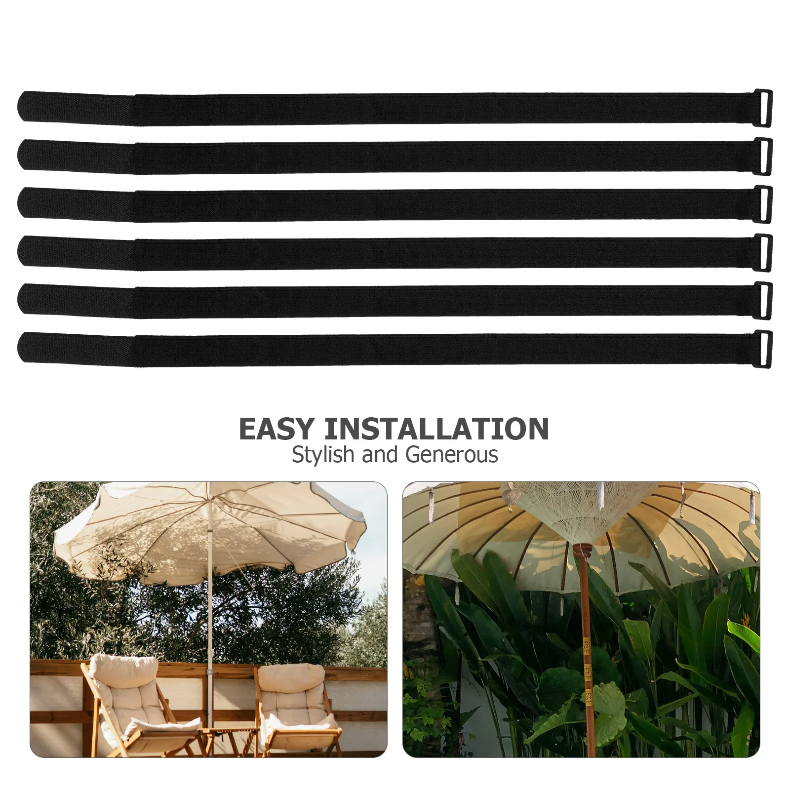

6pcs Adjustable Patio Umbrella Strap Durable Wear-Resistant Multi-Use Fixing Belt For Outdoor Camping Reusable