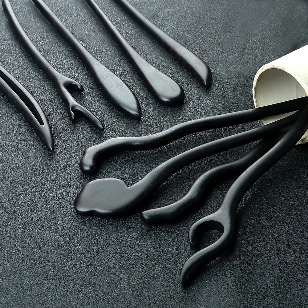 Retro Style Hairpins Simple Natural Black Sandalwood Hair Sticks Women Girls Chopstick Hair Clips Pins Jewelry Hair Accessories