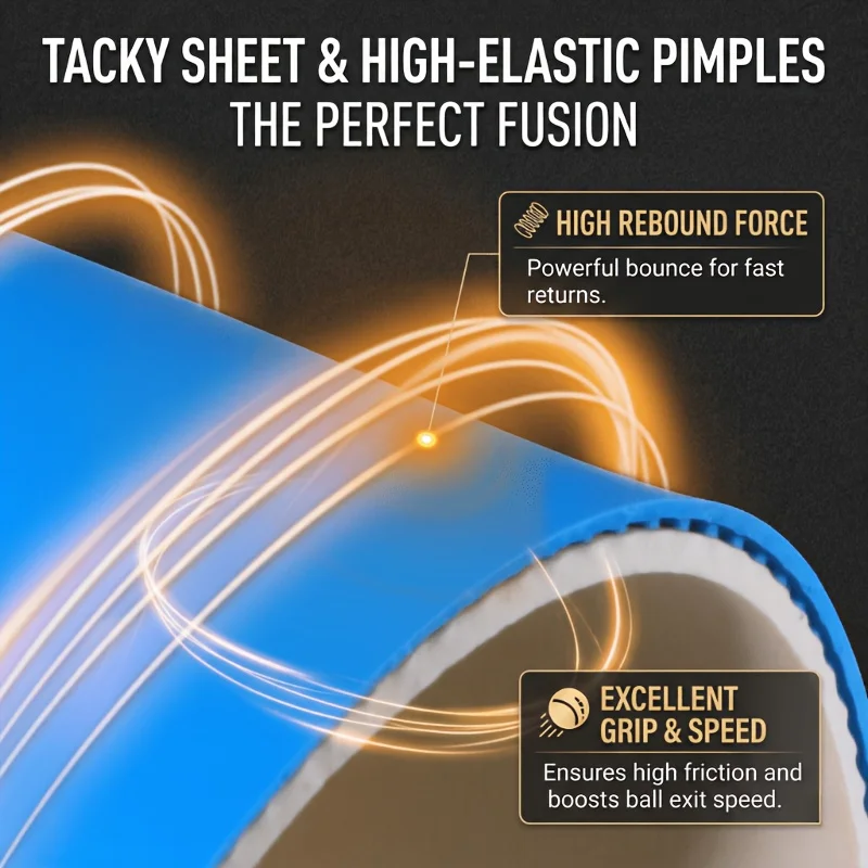 Tuttle Positive Energy Colorful Sticky Rubber, High Elasticity Rubber, Table Tennis Racket Rubber with Inner Sponge image 5