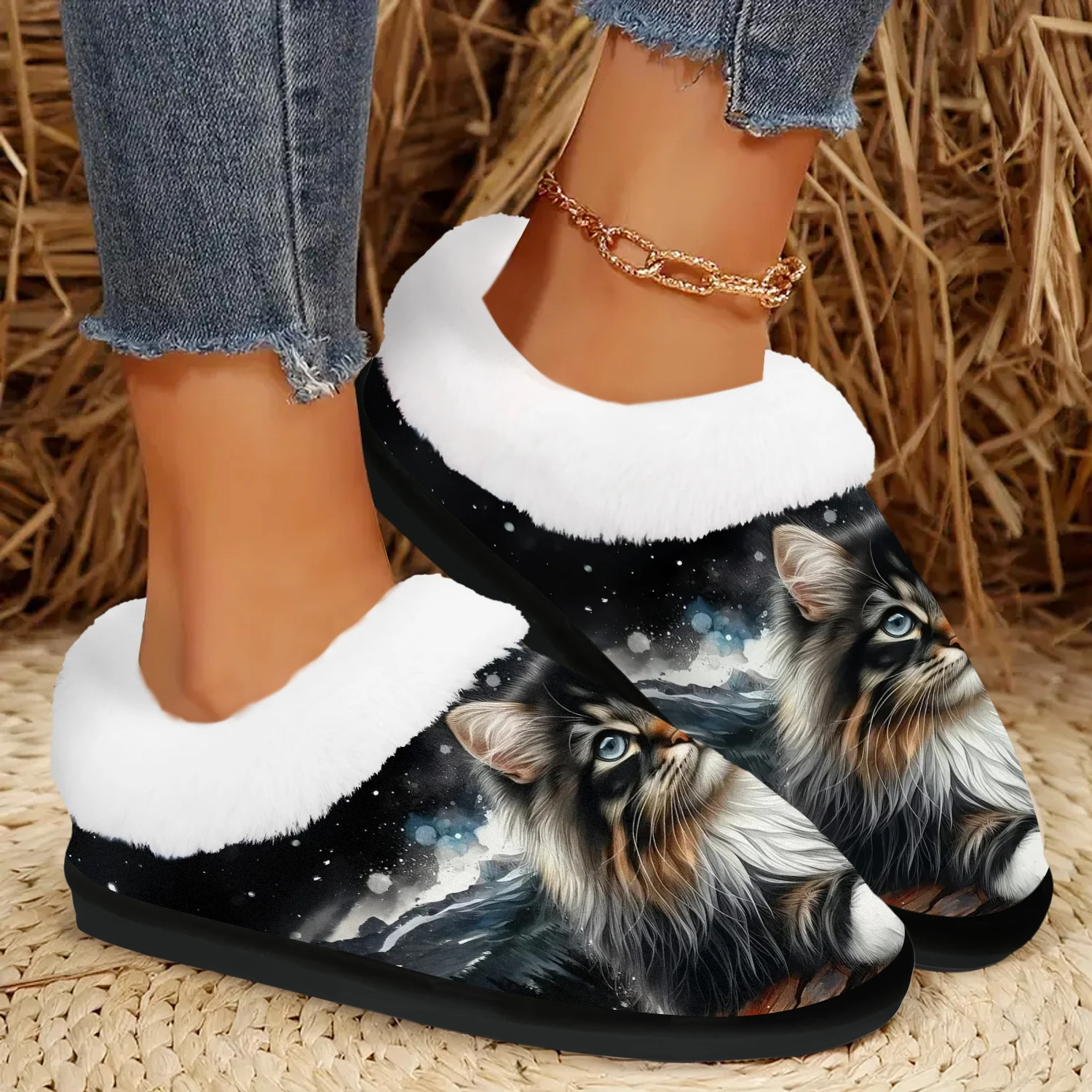 Women'S Soft Slip-On Slippers with Whimsical Cat Design - Non-Slip, Quiet, All-Season Comfort Shoes, Casual Wear for Home view 5