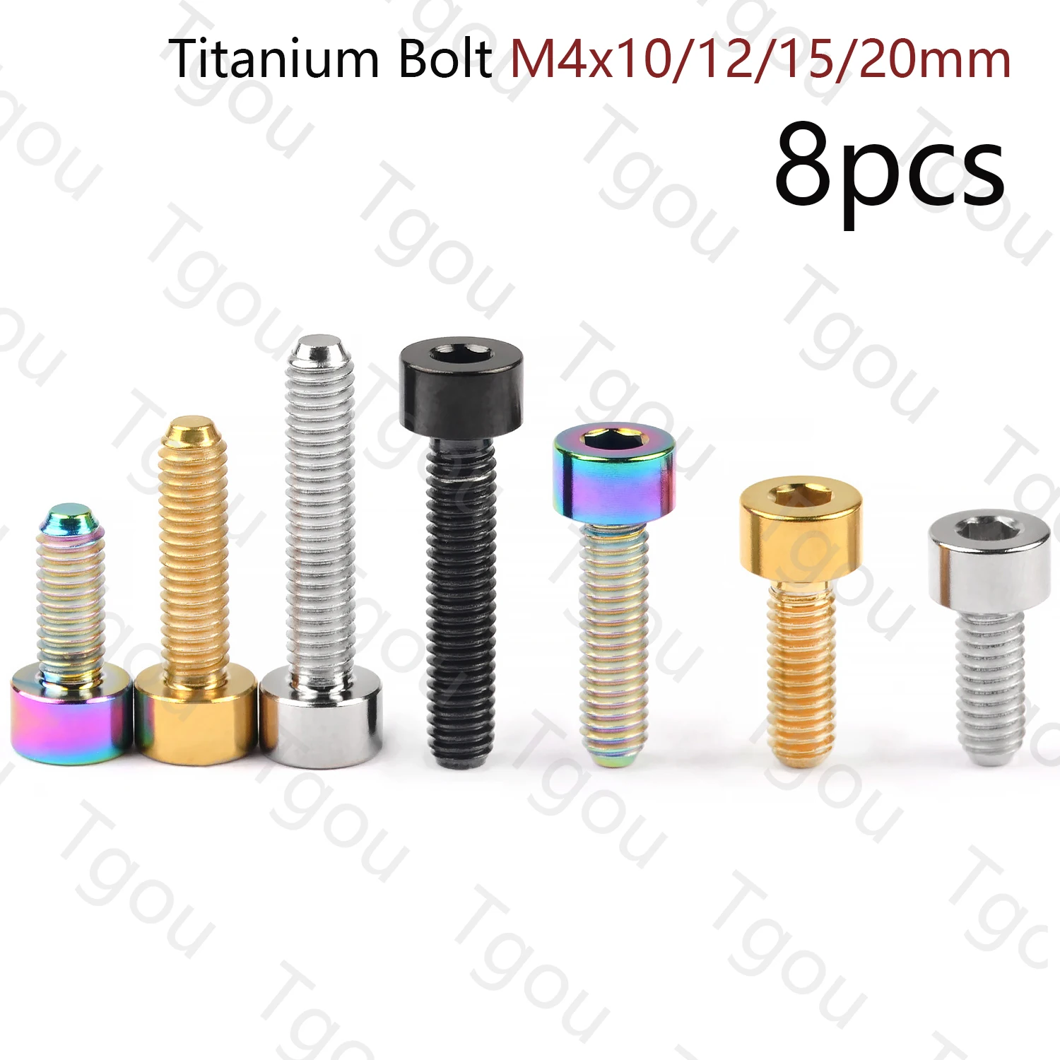 Tgou Titanium Bolt M4x10/12/15/20mm Hex Screw for Bicycle Limit Tension Bolts Slingshot 8pcs