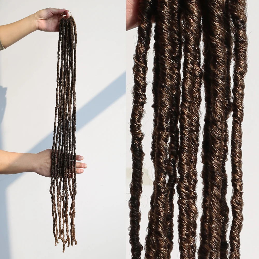 

30-36 Inch Soft Synthetic Faux Locs Crochet Hair Boho Braids Dreads - Easy to Install Low Maintenance Hair Extension