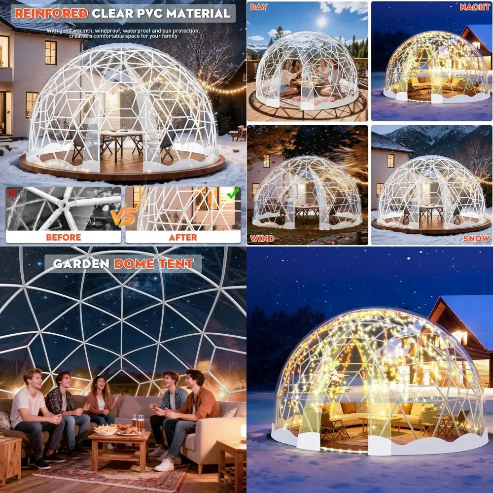 

Усовершенствованная геодезическая купольная теплица с прозрачным ПВХ-покрытием, всепогодная уличная палатка-пузырь для патио (12T)
