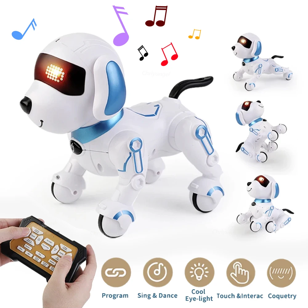 RC Robot Dog الإلكترونية حيلة الحيوانات الأليفة اللمس التفاعلي للبرمجة الذكية المشي الرقص الاطفال هدية عيد ميلاد للأطفال بنين بنات