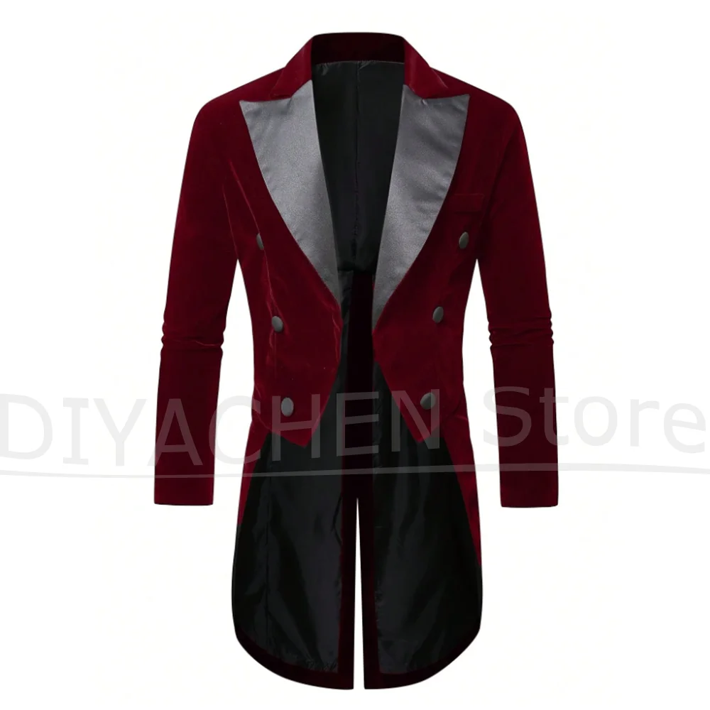 

Мужской бархатный фрак, шикарный двубортный атласный пиджак с лацканами, мужской пиджак, модный цельный пиджак для выпускного жениха, свадебной вечеринки