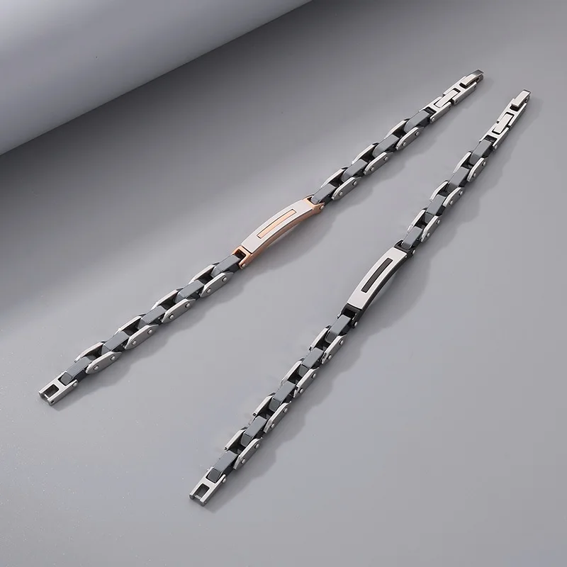 Stainless Steel Double Layer Thick Bracelet for Men Punk Colorful Chain Byzantine Charm Necklace Motorcycle Party Jewelry