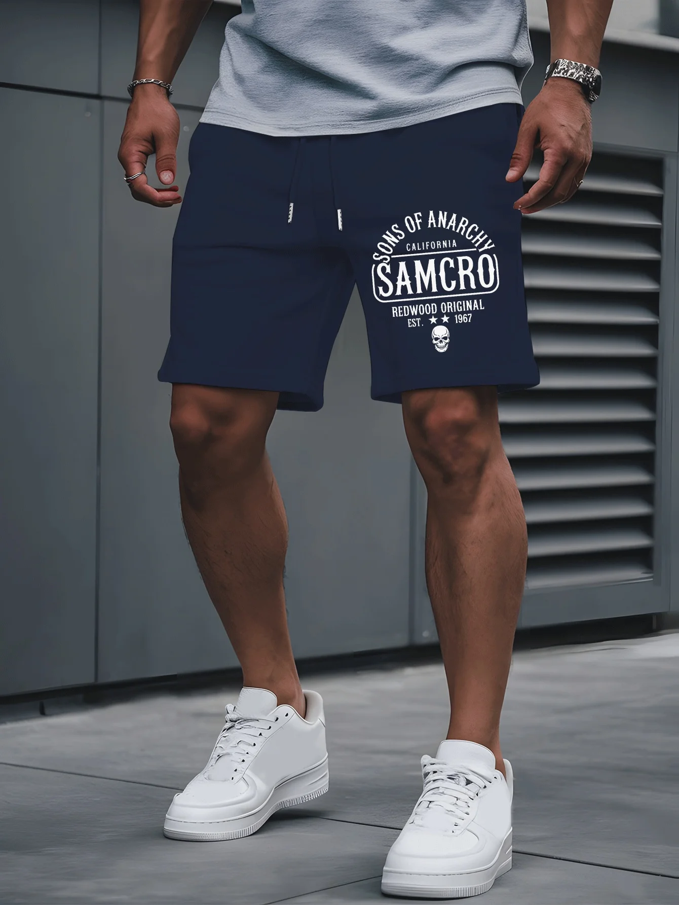 Men's Stylish and Versatile Letter Print Casual Shorts Loose Fit Elastic Waistband with Drawstring Suitable for Everyday Wear