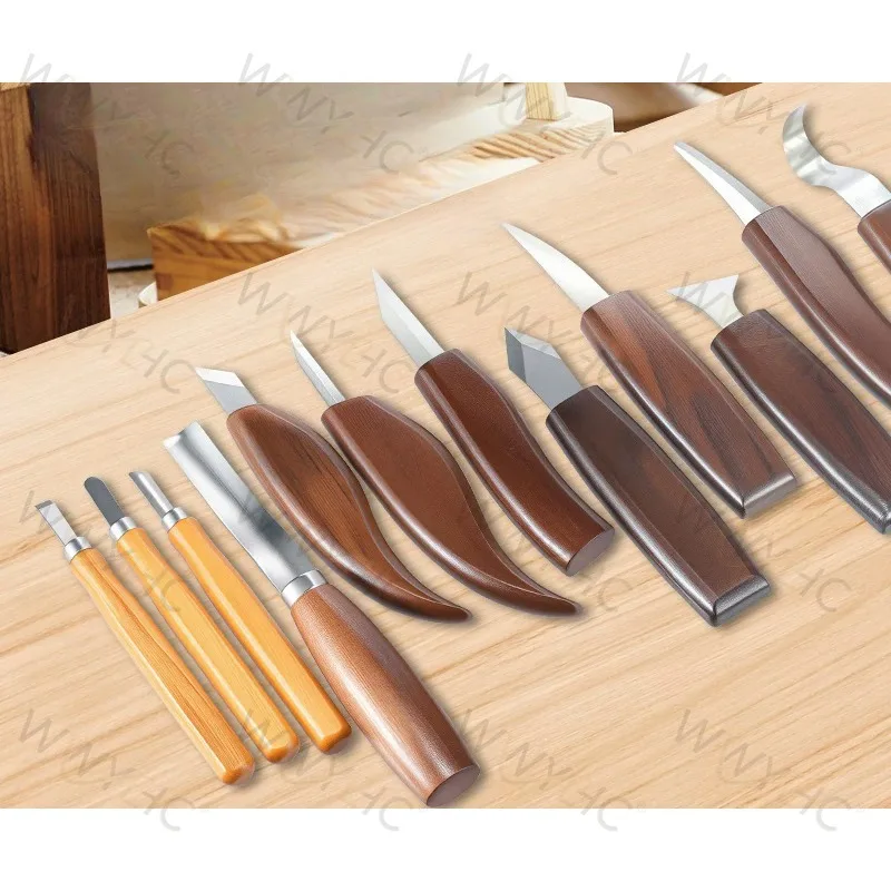 Wood Whittling Tool Set Handmade Wood Carving Knives Woodworking Engraving Kit for Beginners & Professionals