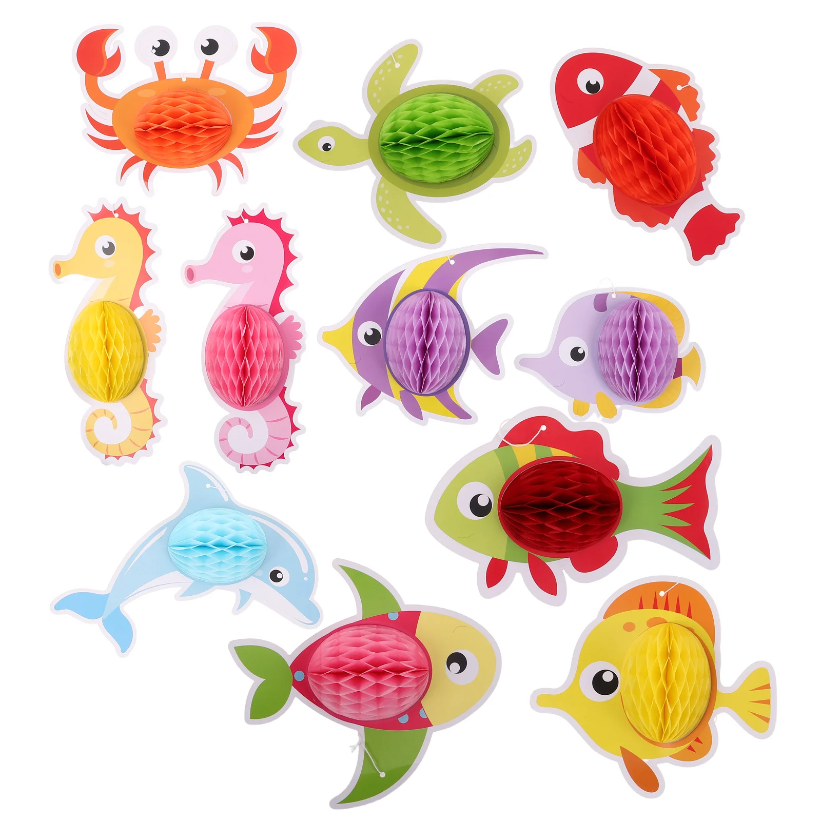 

11Pcs Tropical Ocean Themed Party Decor Sea Animal Hanging Honeycomb Centerpieces for Summer Pool Celebration Beach Birthday