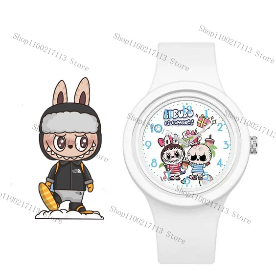 Neue Labubu Kinder Uhr Cartoon Puppen Charakter Runde Silikon armband analoge Digitaluhr Jungen Mädchen Kinder Spielzeug Geburtstags geschenke