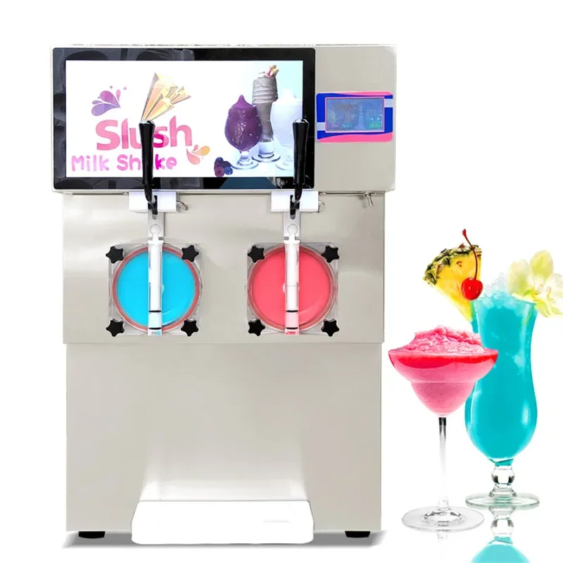 

110 V/220V 2 Tanks Ice Coffee Machine Cocktail Margarita Frozen Drink Ice Slush Icee Slushie Machine