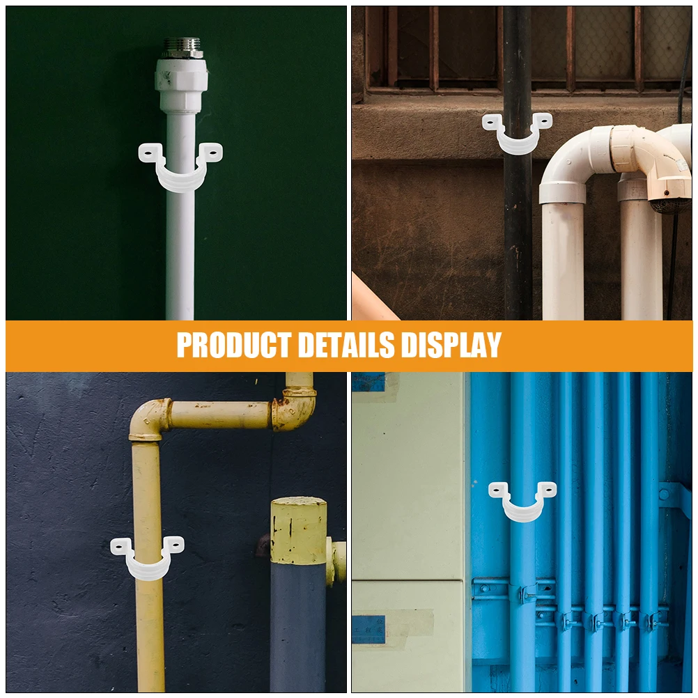

20pcs PVC Pipe Connector Hose Clamp White Plastic Tube Clamps 32mm U Bracket Strap Mounting Fixing Pipe Accessories