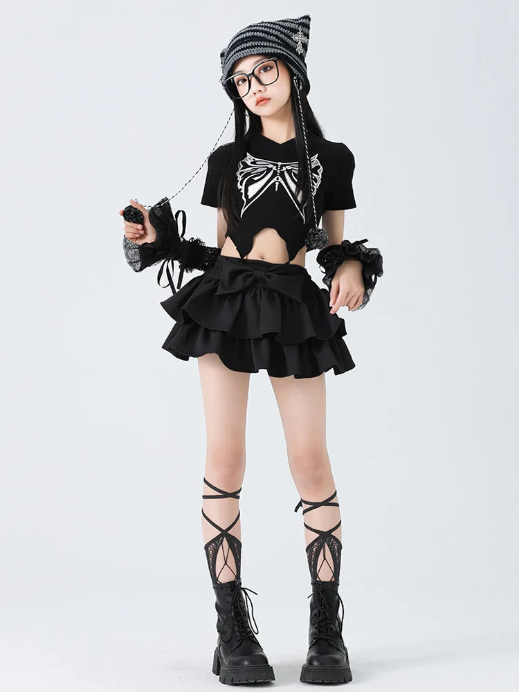 Ragazze K-pop Moda Crop Top Gonne a strati Set di vestiti Bambini Costume Hip Hop Bambini Street Dance Hot Girl Group Streetwear