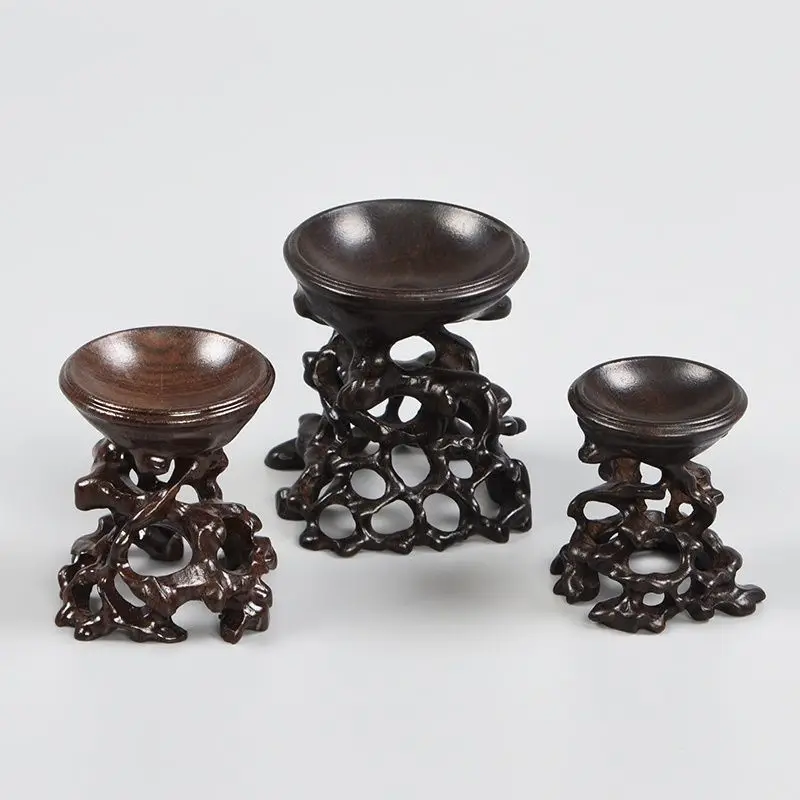 

Ebony Crystal Ball Base Redwood Carving Crafts Spherical Seat Holder Ornaments Solid Wood Business Opening Gift Home Decoration