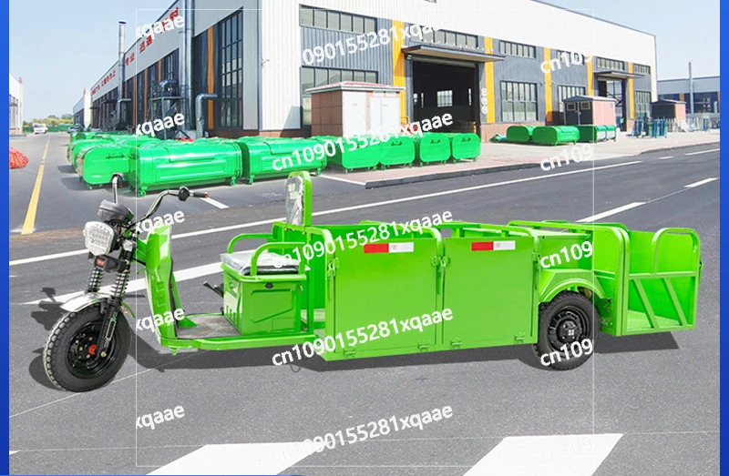 6 Buckets of Garbage Collection Truck, Garbage Transportation Cleaning Truck, Scenic Door Panel Three-wheel Cleaning Truck