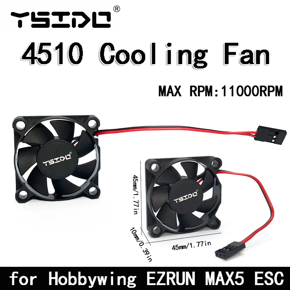 Upgrade YSIDO 6-8.4V Power Supply 4510 ESC Cooling Fan for Hobbywing EZRUN MAX5 ESC Brushless Speed Controller