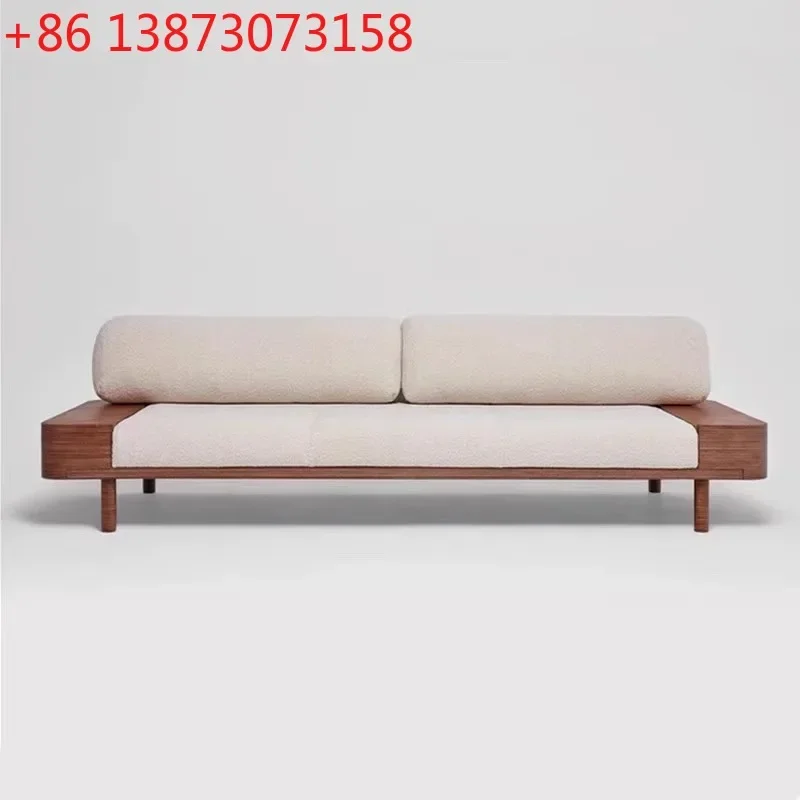 

Скандинавский минималистичный диван из массива дерева для гостиной, дизайнерский диван для дома, небольшой квартиры, клуба, отдыха, двухместный или трехместный диван.
