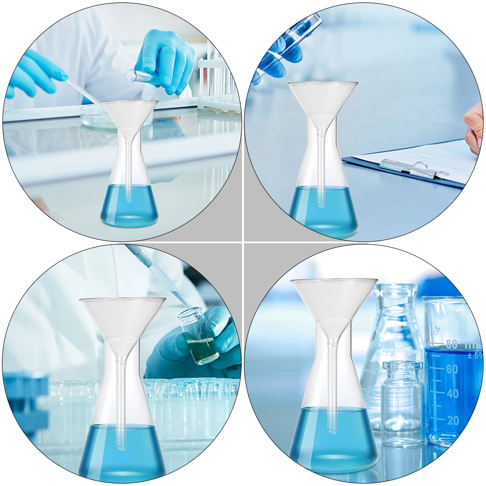 2Pcs Laboratory Glass Short Stem Funnel 100Mm Chemical Resistant Triangle Filling Funnel for Essence Liquid Transfer