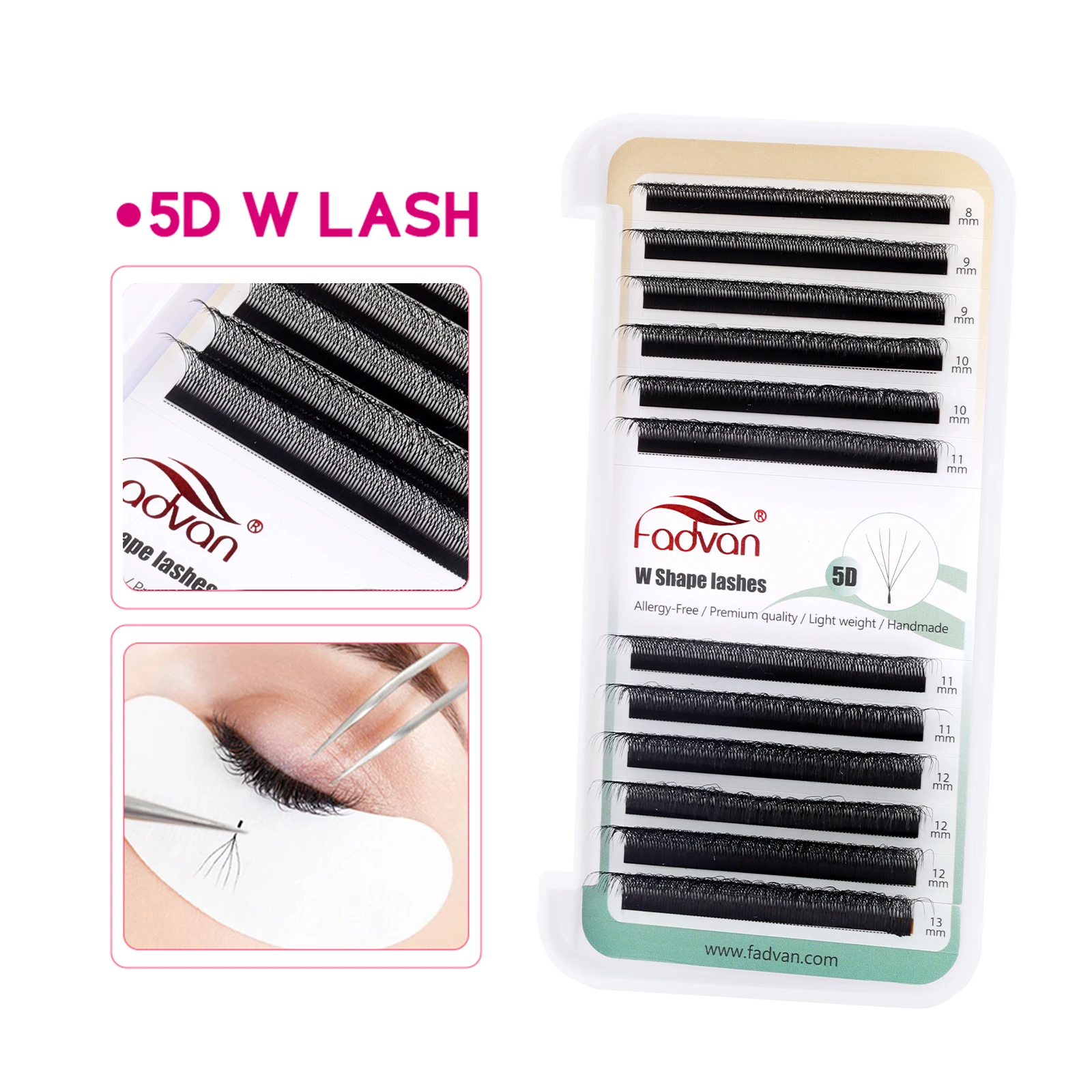 FADVAN 5D W Shape Eyelash Extension Natural Faux Mink Lashes Premade Volume Fan False Eyelashes