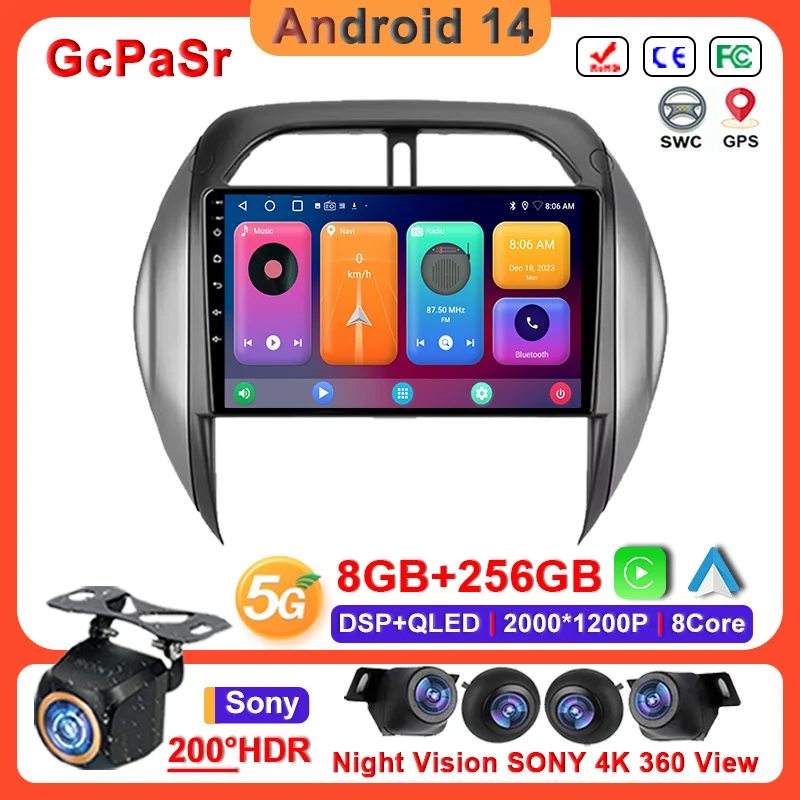 

Android 14 Carplay Auto Car 9 inch Radio For Toyota RAV4 RAV4 2003-2005 Auto Radio GPS Navigation Stereo Head Unit Touch Screen