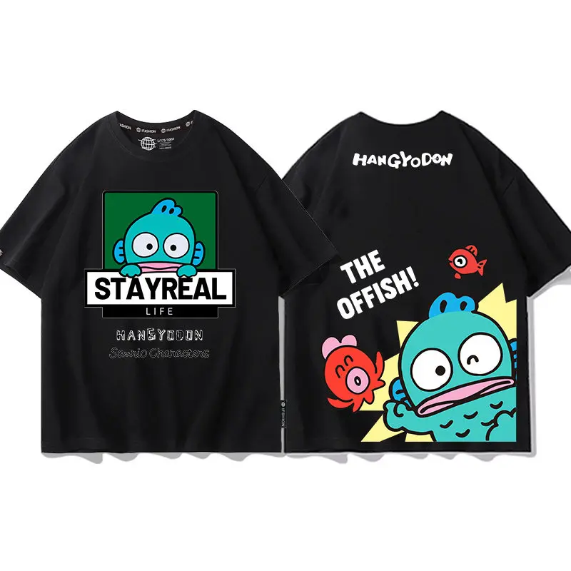 

Футболка детская Sanliou Joint из 100% хлопка с принтом «Уродливая рыба» Хантон, двусторонняя печать, для родителей и детей, с круглым вырезом, короткий рукав