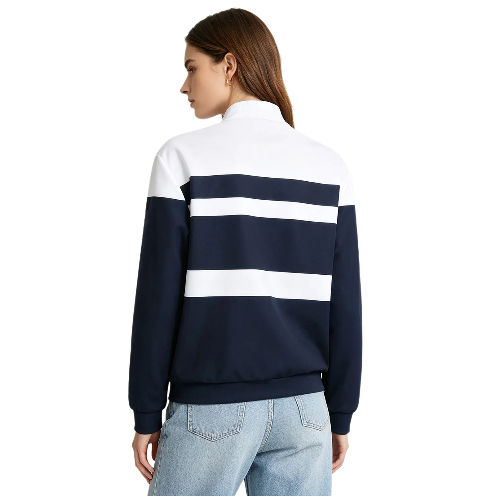 Women Color-blocked Baseball Jacket Sportswear Hip-hop Party Coat Long Sleeve Zip-up Letter Print Outerwear with Pockets Workout