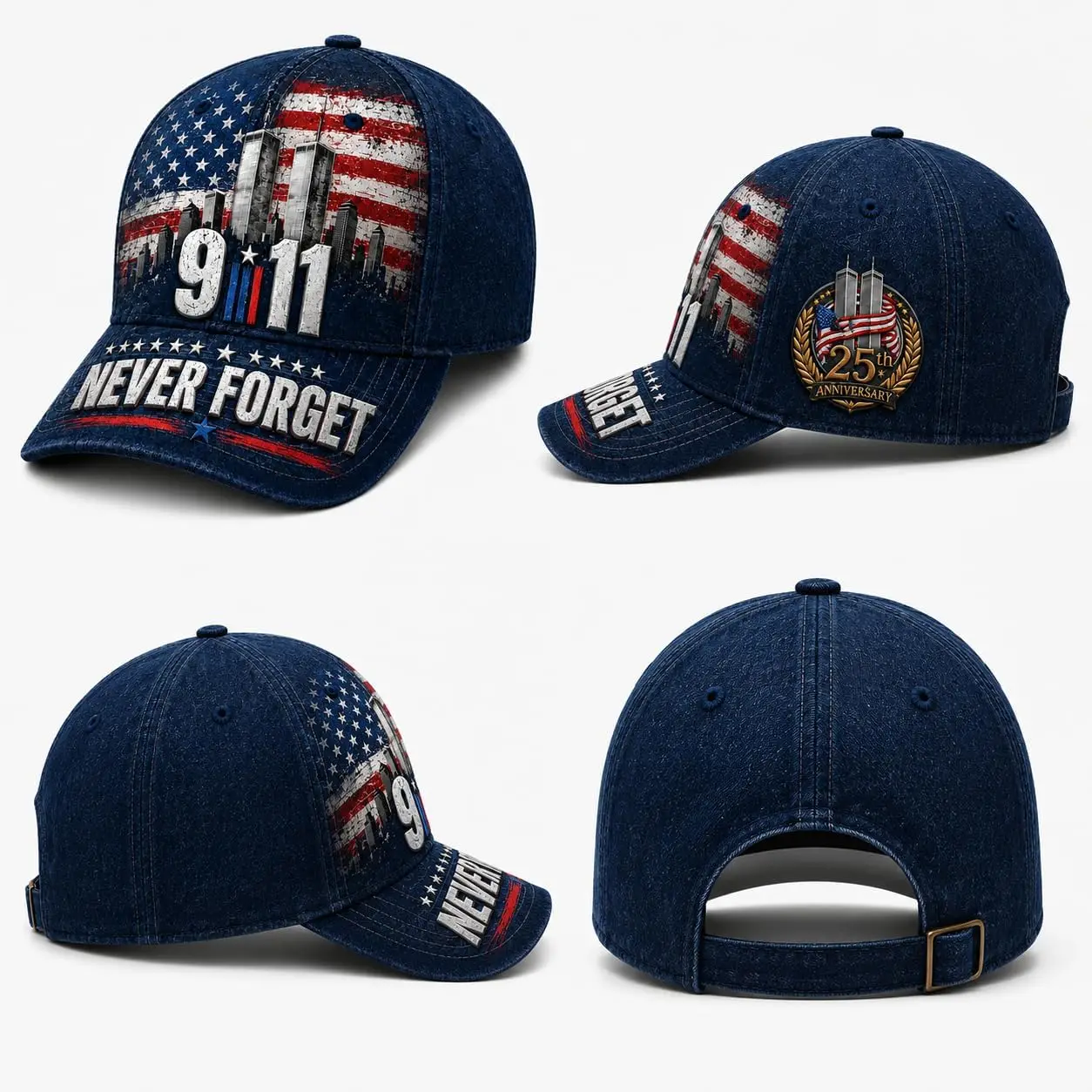 Customization Customization 9.11 Never Forget 25th Anniversary Baseball Cap, 2001-2026 Memorial Hat | Distressed Patriotic Cap F