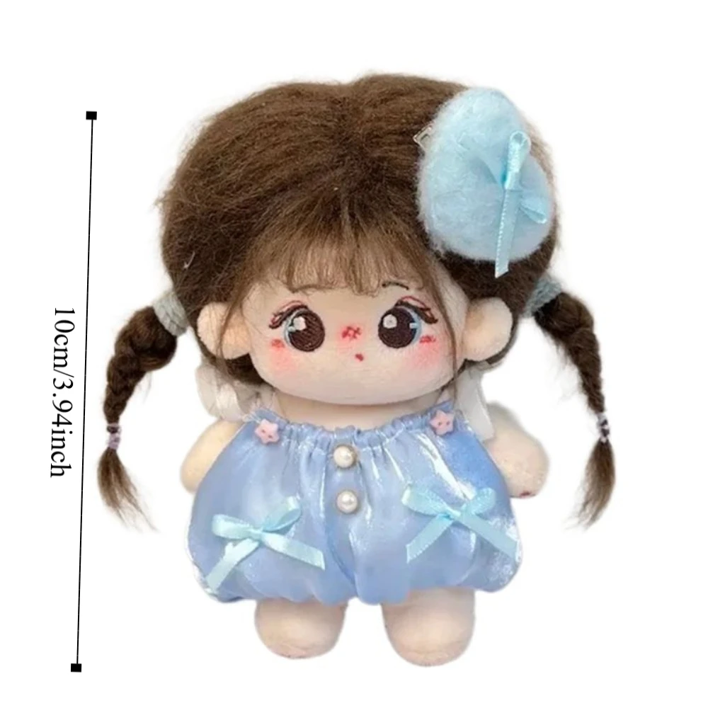 Abito con fiocco 10 cm Vestiti per bambole in cotone Love Hairclip Suit Vestiti per bambole Vestito con ala Bella bambola Dress Up Set Bambola in cotone da 10 cm