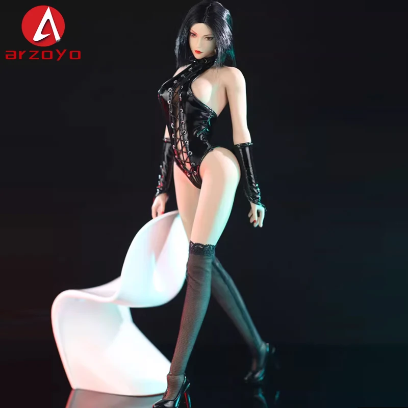 

JO22X-14 1/6 Женский солдат с высокой вилкой, цельное кожаное пальто, перчатки, чулки, комплект одежды, подходит для 12-дюймовой экшн-фигурки, кукла