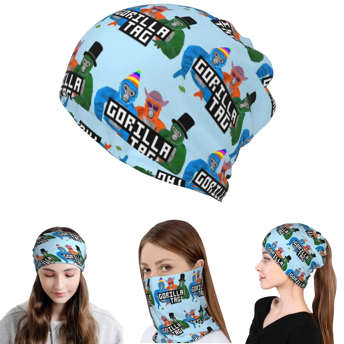 Gorilla Tag Party Hat Gorilla Tag Merch Bandana Neck Cover Mask Scarf Multi-use Face Mask Beanies Hat for Men Women Breathable