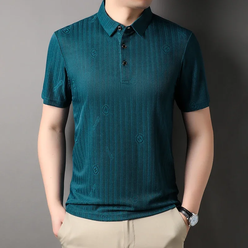 Polo de manga corta para hombre, camisa informal de negocios, a la moda, novedad de verano