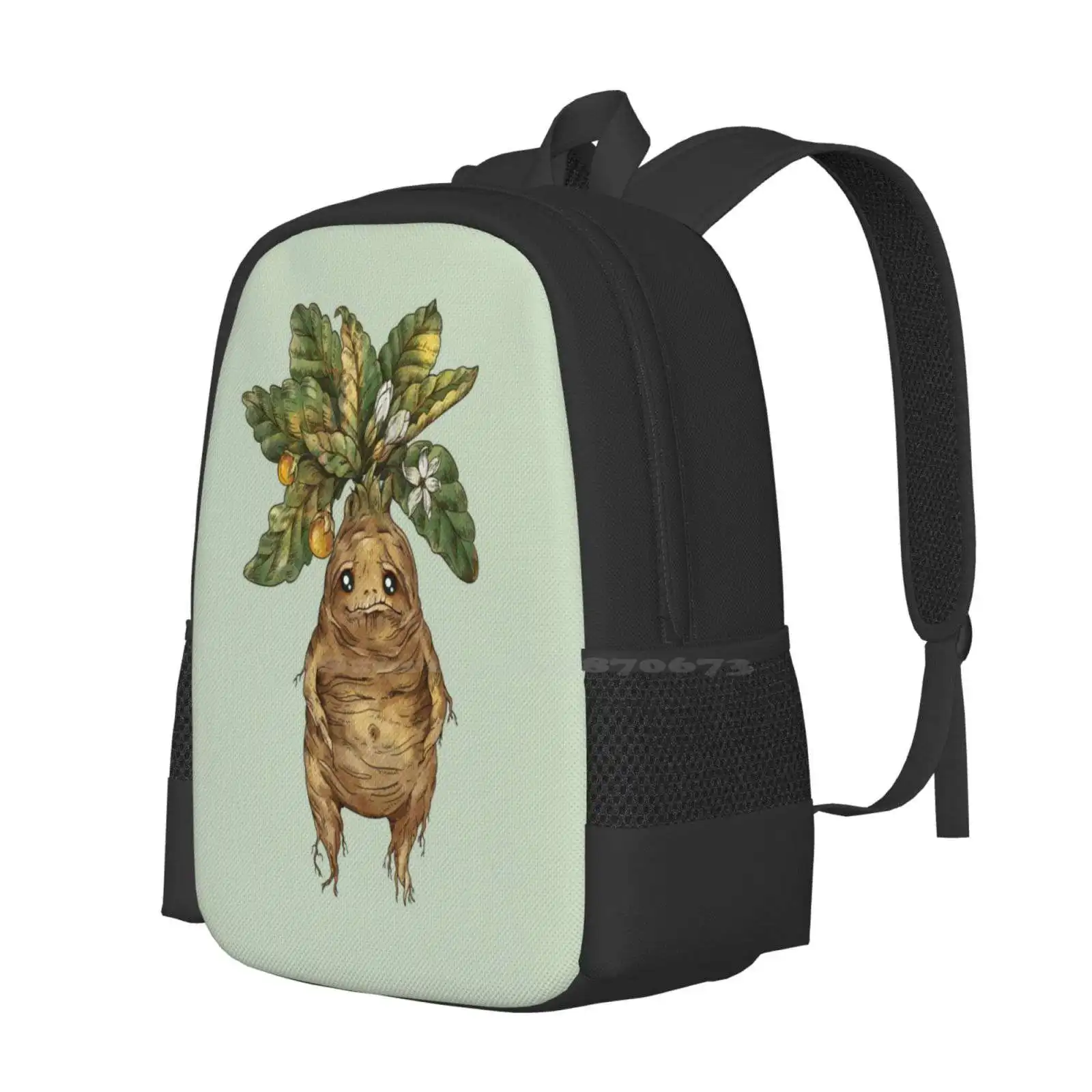 Cute Mandrake With Kawaii Eyes Hot Sale Schoolbag Backpack Fashion Bags Herbs Harry Herbology Plants Hp Legacy Magical Wizard