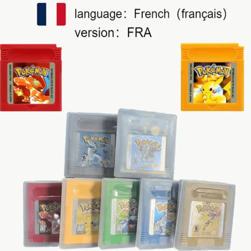 

Новый игровой картридж GBC, 16-битная карта для игровой консоли, Pokémon: Красный, Желтый, Синий, Кристалл, Золотой, Серебряный, версия FRA (французский язык)