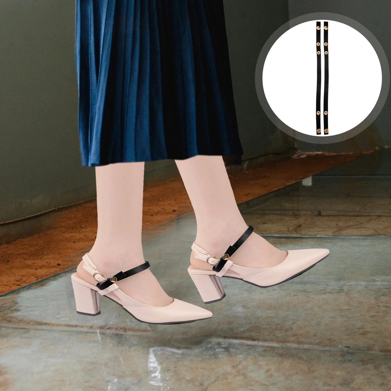 

1 Pair Adjustable Heel Snap Button Strap For High Heels Anti-Loose Shoe Straps Replacement Pu Ankle Straps For Women Pumps