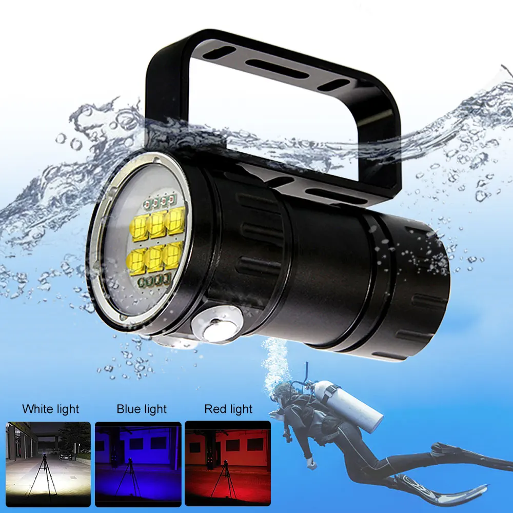 LED-Taucht aschen lampe 10000Lumen QH14-7 Unterwasser beleuchtung 80m ipx8 wasserdichte taktische Taschenlampe für Fotografie Video Füll licht