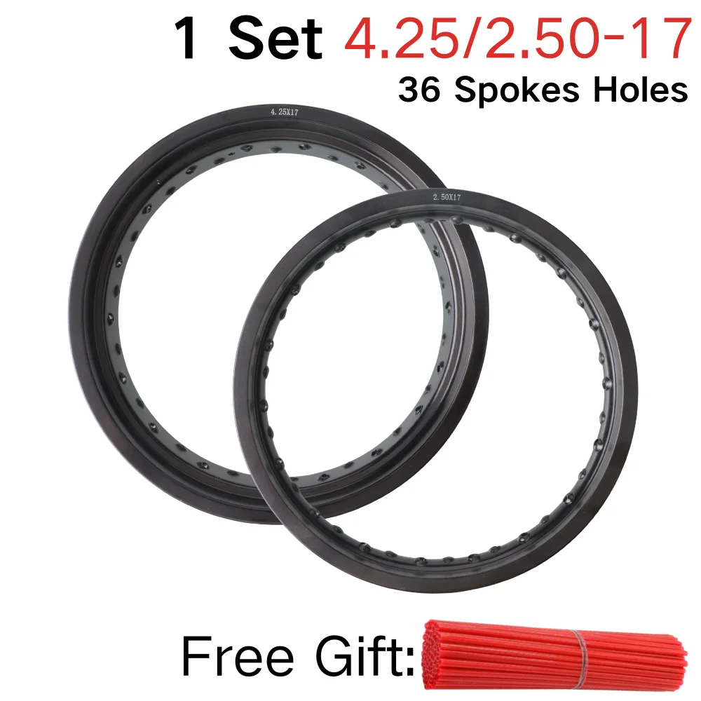1 Set 2.50x17 4.25x17 Inch 36 Spokes Holes Rim Motorcycle 17'' Aluminum Alloy Spokes Rims 2.50*17