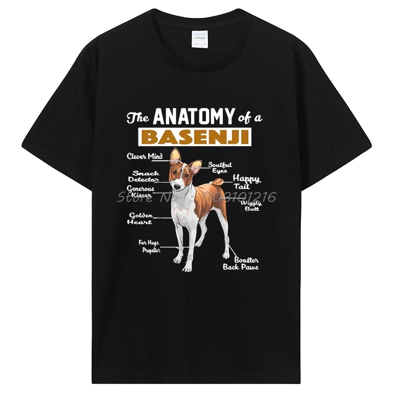 The Anatomy Of A Basenji Dog T-shirt Cotton Streetwear Short Sleeve Tshirt Men's Clothing Casual Fitness Tops Tees Oversized