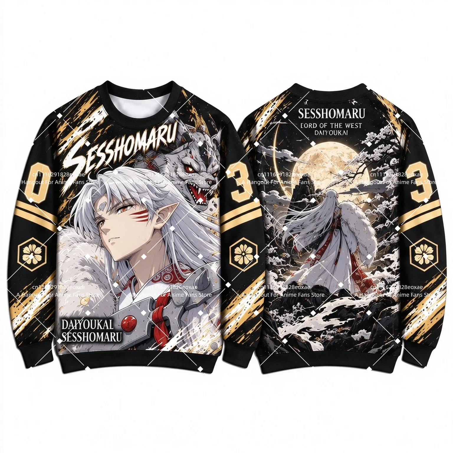 2026 Best Hot InuYasha Style Crew Neck Long Sleeve Sweatshirt No Hood Family Matching Outfit Parent Kid Tops