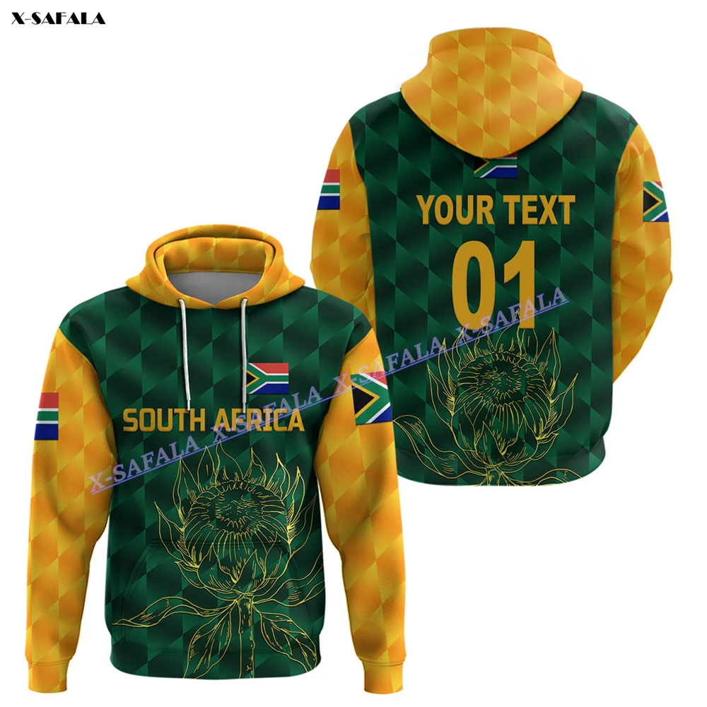 Custom Text  South Africa Proteas Cricket 3D Printed Hoodie Men Pullover Tracksuit Outwear Jumper Sweatshirt Casual