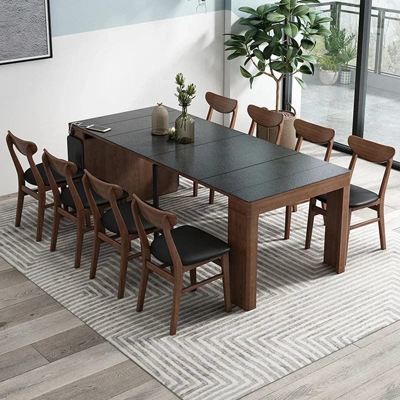 

Nordic Slate Folding Small Dining Table Dining Chair Small Apartment Retractable Slate Dining Table Home