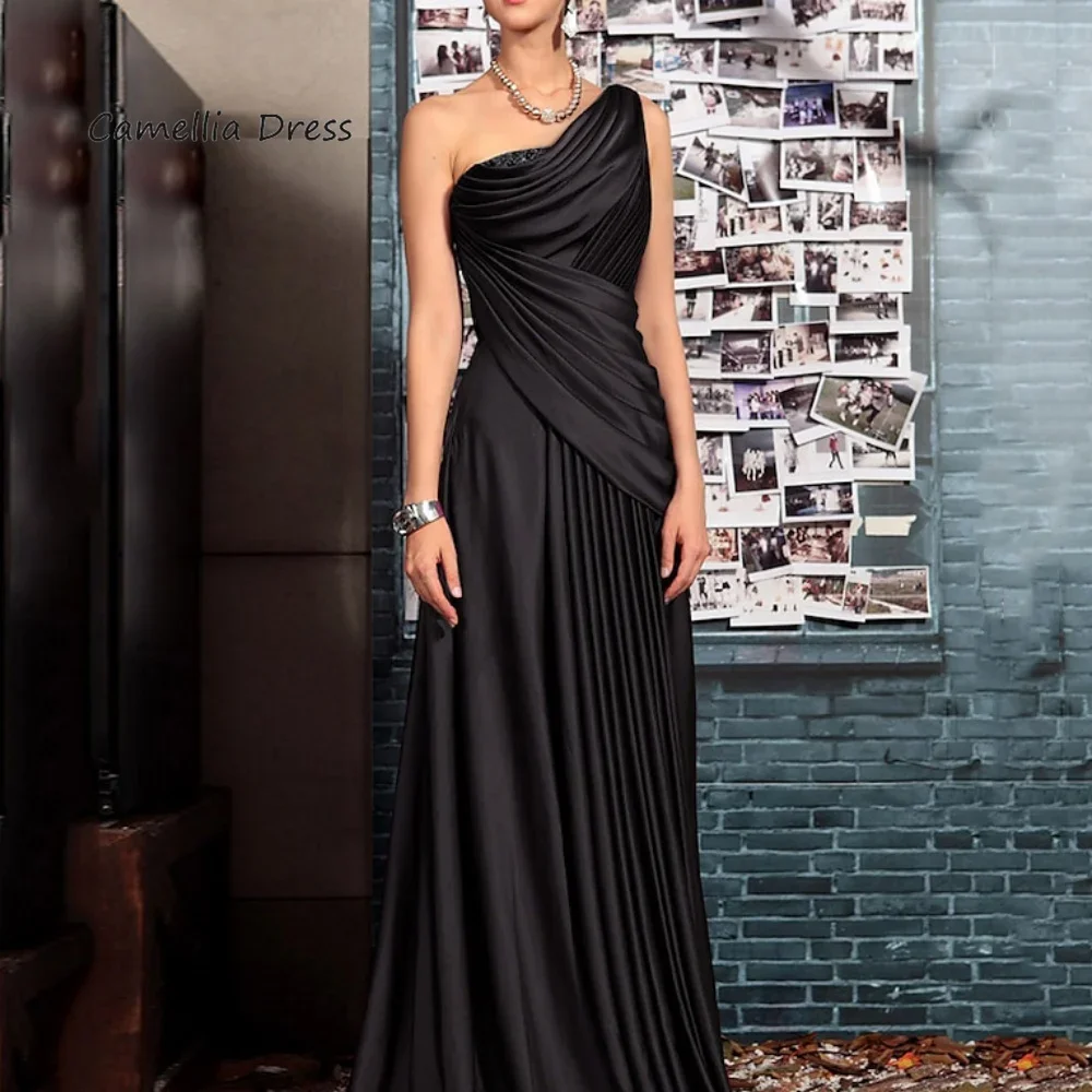 Elegant Chiffon A Line Formal Mother Of The Bride Dress Folds One Shoulder Floor Length New Wedding Party Gown Vestidos De Novia