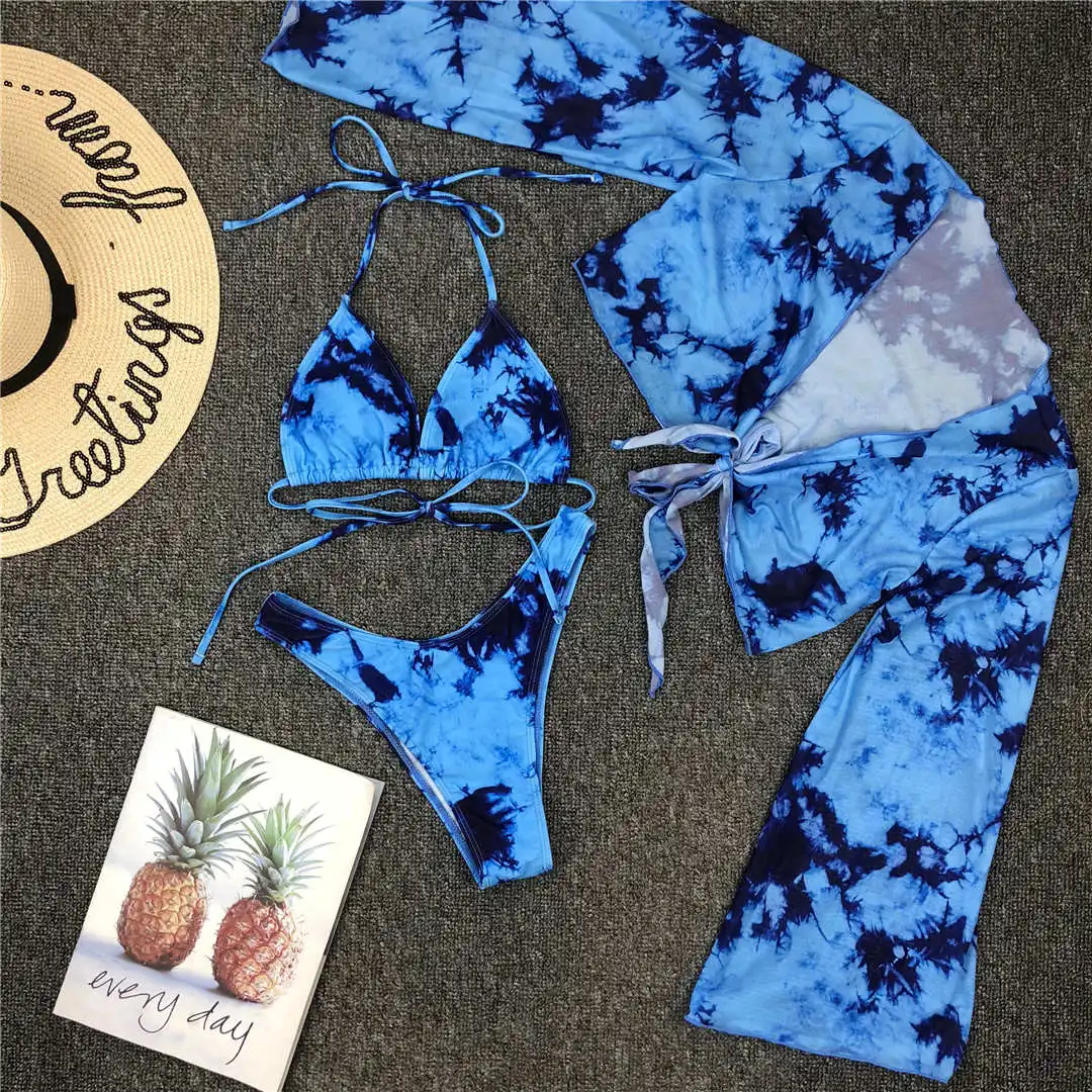 Neuer sexy Batik-Bikini, Damen-Badeanzug, dreiteiliges Bikini-Set, Neckholder-Badeanzug, Badebekleidung, Strandmode für Damen V1878P – Detail 37