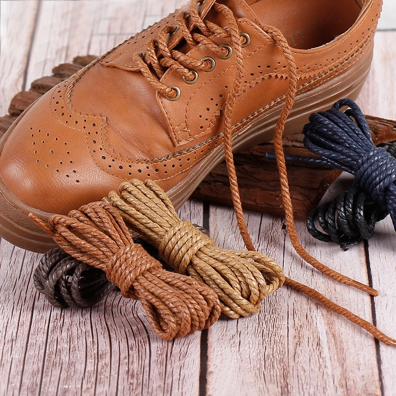 1 Pair Round Shoelaces Waxing Waterproof Cotton Shoe Laces Used For Sneakers Casual Leather Shoes Unisex 120 CM Shoelace