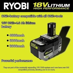 For RYOBI ONE+4.0Ah high-performance lithium battery, no memory effect, low self discharge, suitable for all ONE+tools