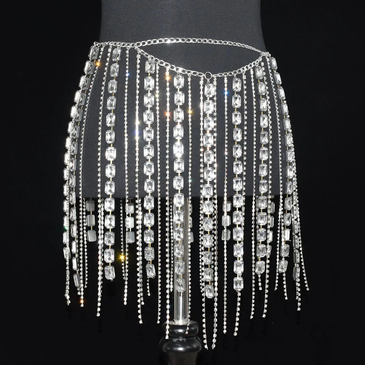 Festival Gifts Sexy Fashion Waist Chain For Lady Shiny Rhinestone Tassel Dress Body Jewelry Stage Performance Party Accessories